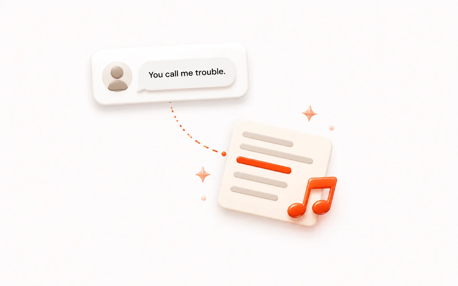 A text message becoming a lyric sheet